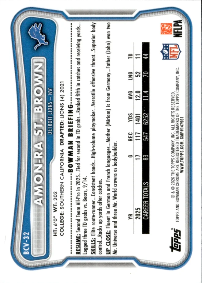 Amon-Ra St. Brown card back