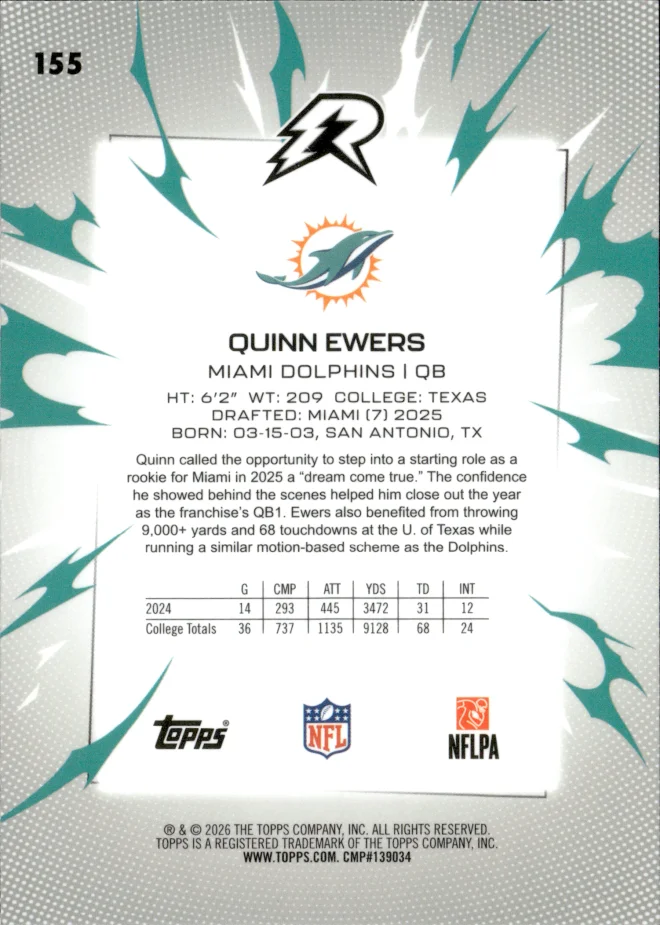 Quinn Ewers card back