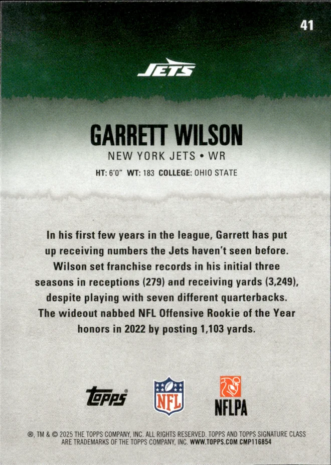 Garrett Wilson card back