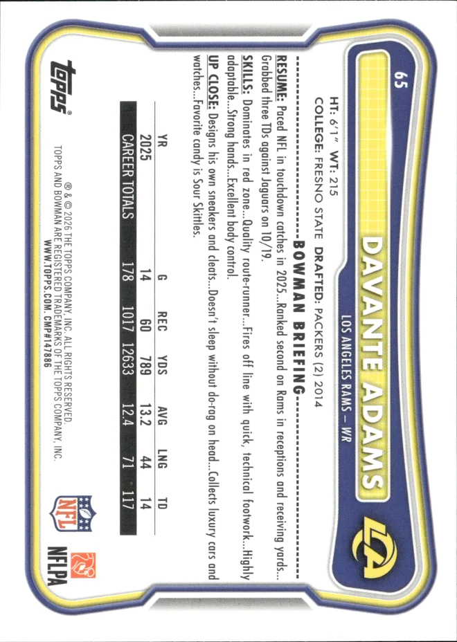 Davante Adams card back