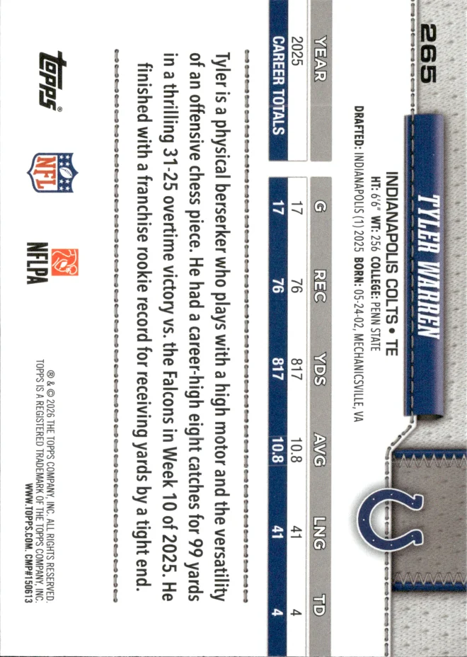 Tyler Warren card back