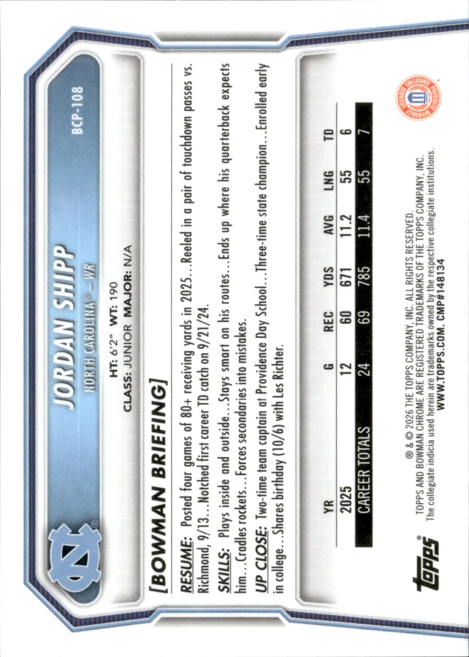 Jordan Shipp card back