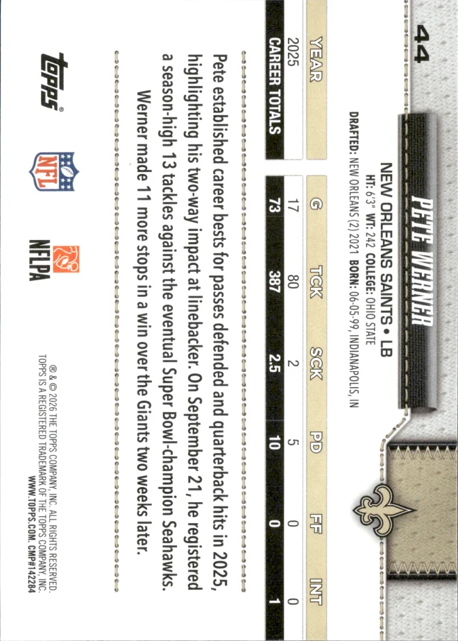 Pete Werner card back