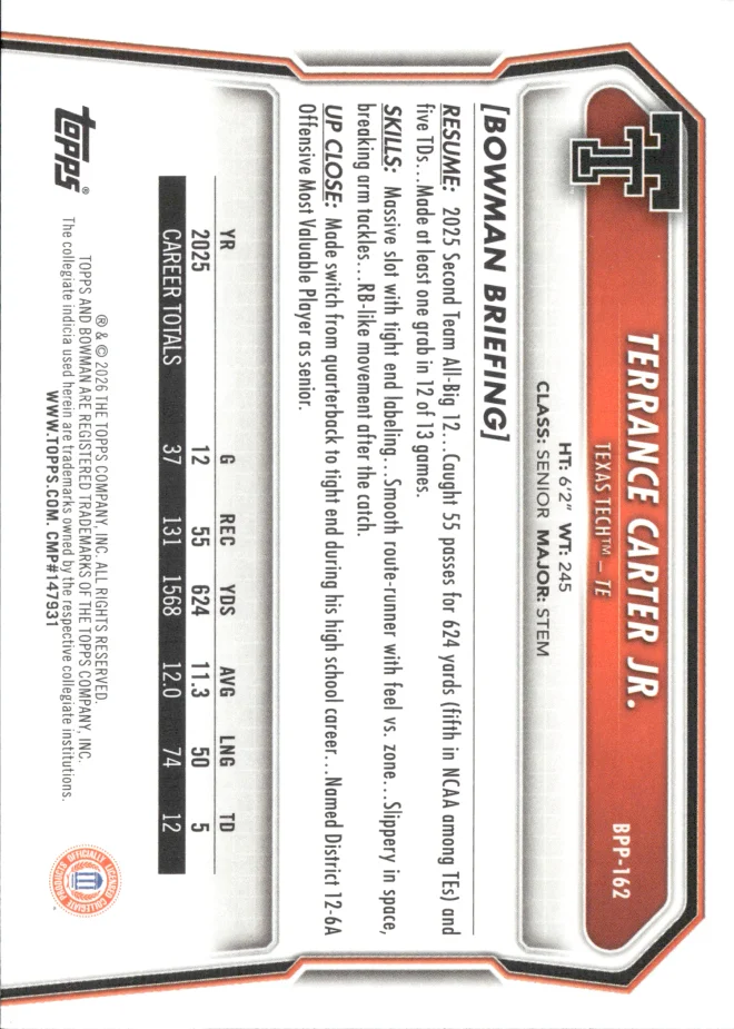 Terrance Carter Jr. card back