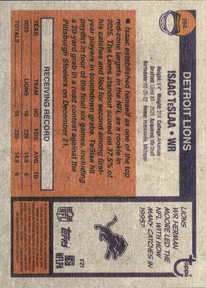 Isaac TeSlaa card back