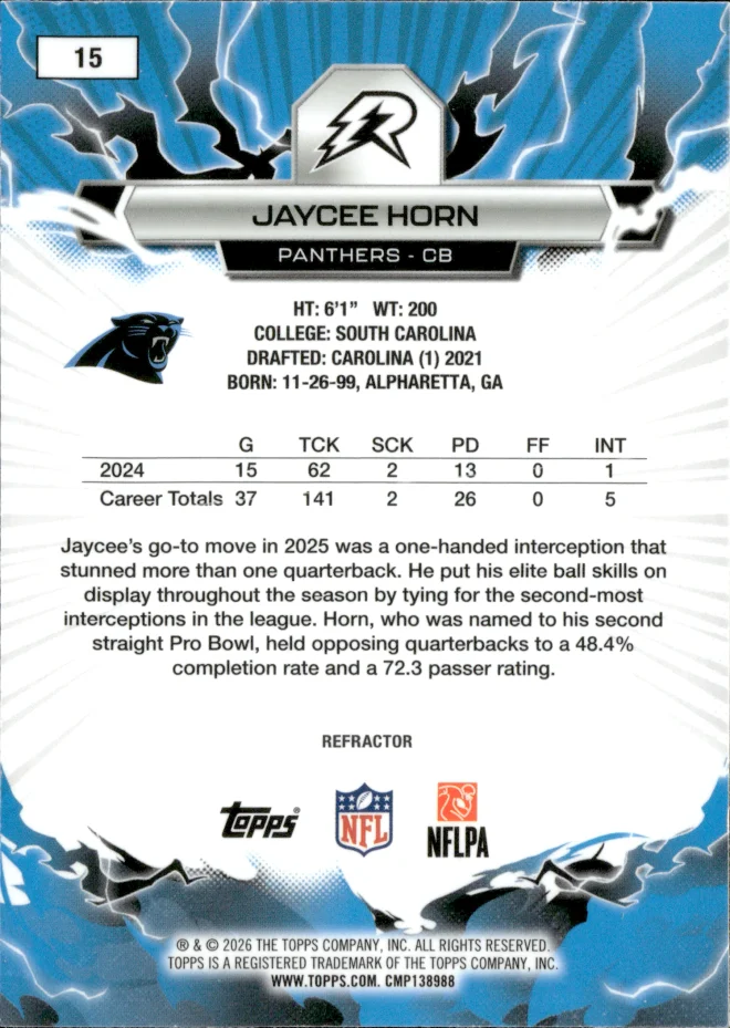 Jaycee Horn card back