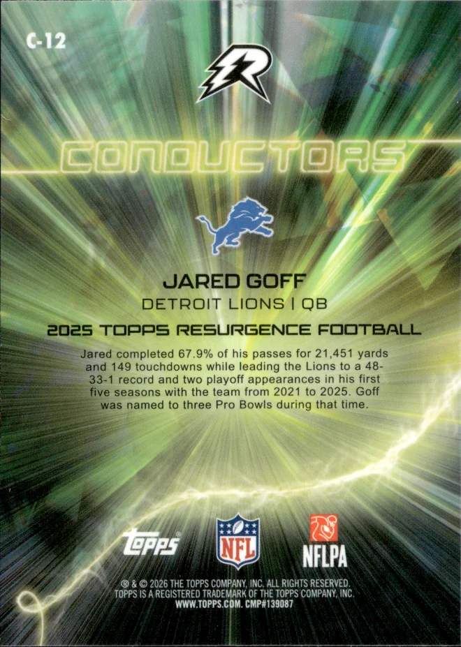Jared Goff card back