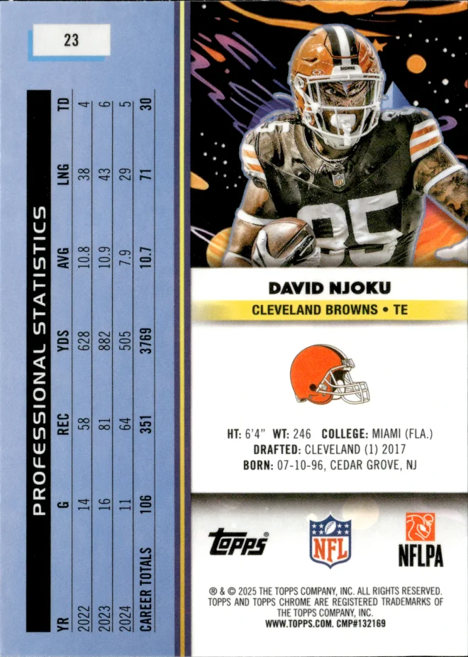 David Njoku card back