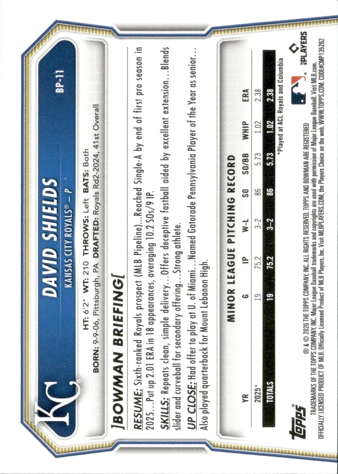 David Shields card back