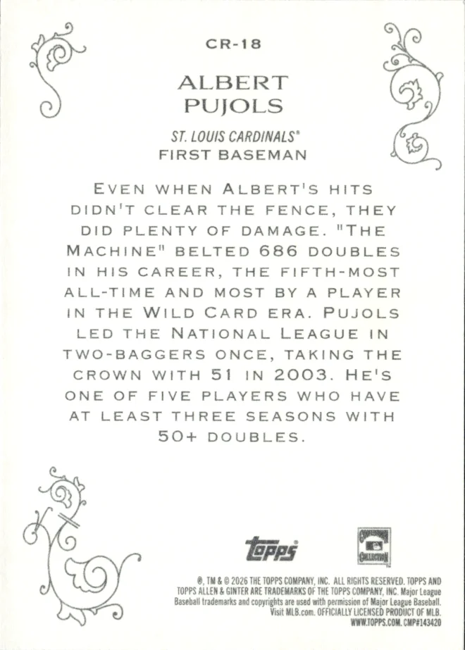 Albert Pujols card back