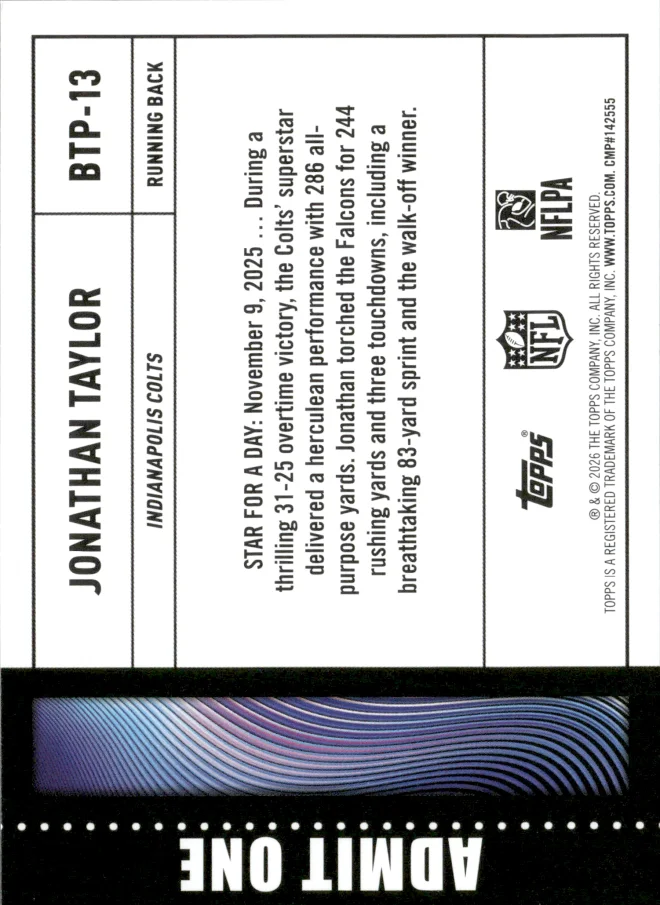 Jonathan Taylor card back
