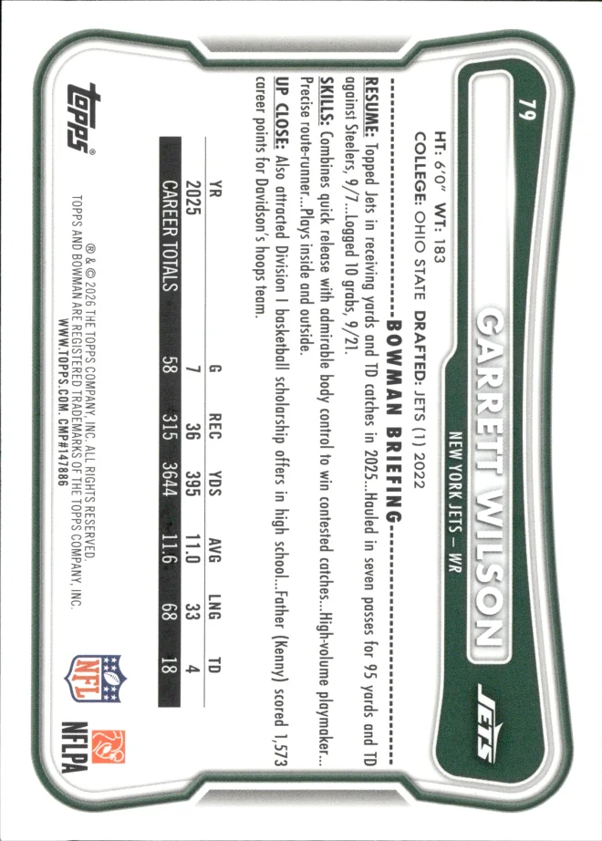 Garrett Wilson card back