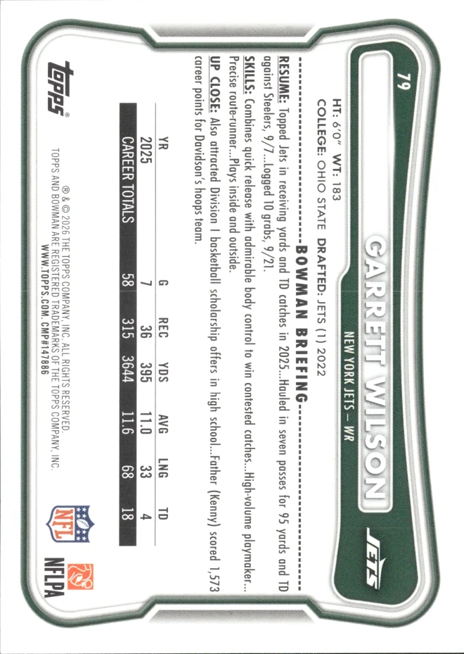 Garrett Wilson card back