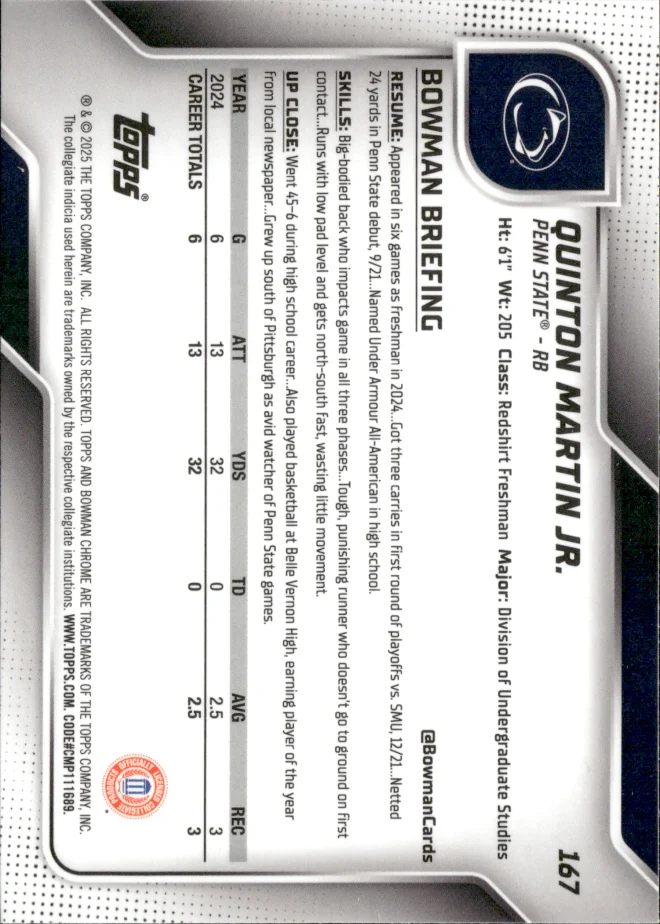 Quinton Martin Jr. card back