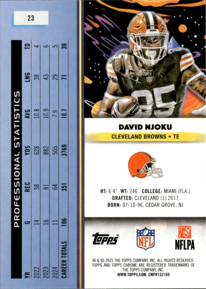 David Njoku card back