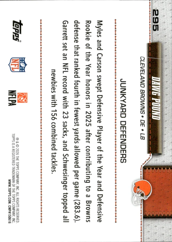 Myles Garrett / Carson Schwesinger card back