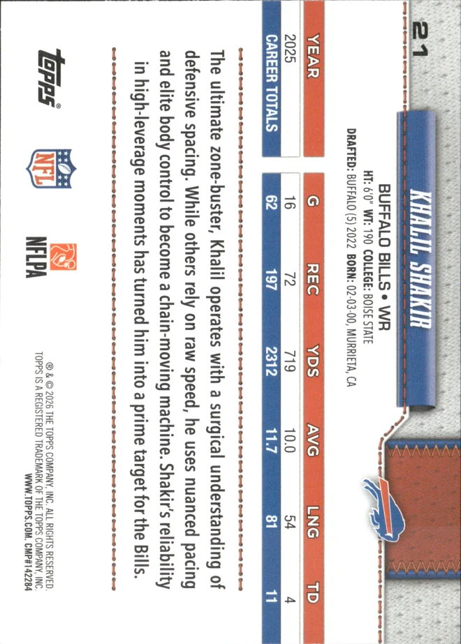 Khalil Shakir card back