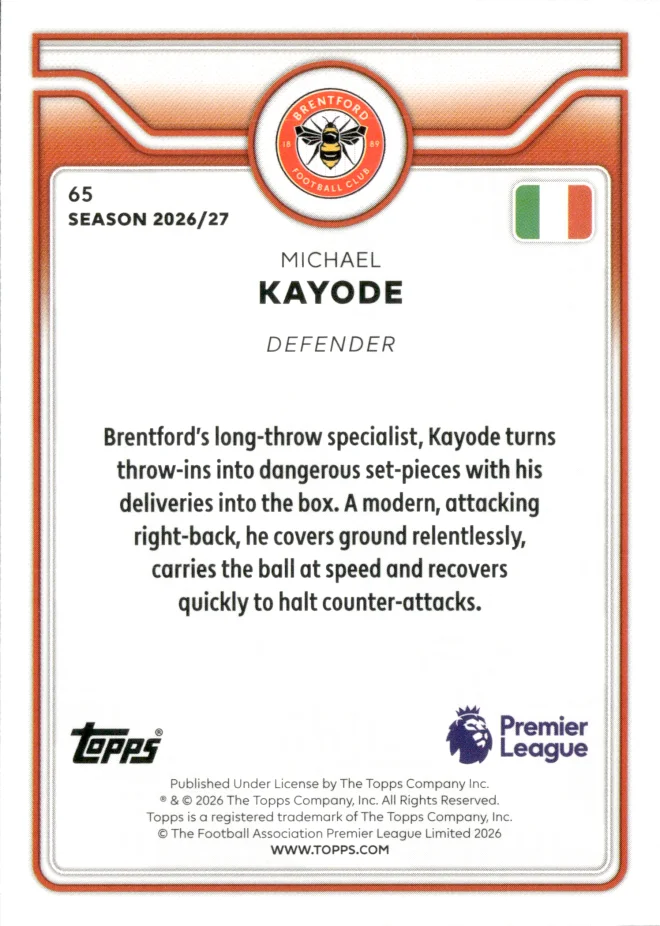 Michael Kayode card back