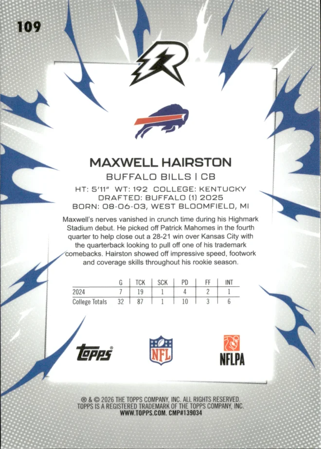 Maxwell Hairston card back