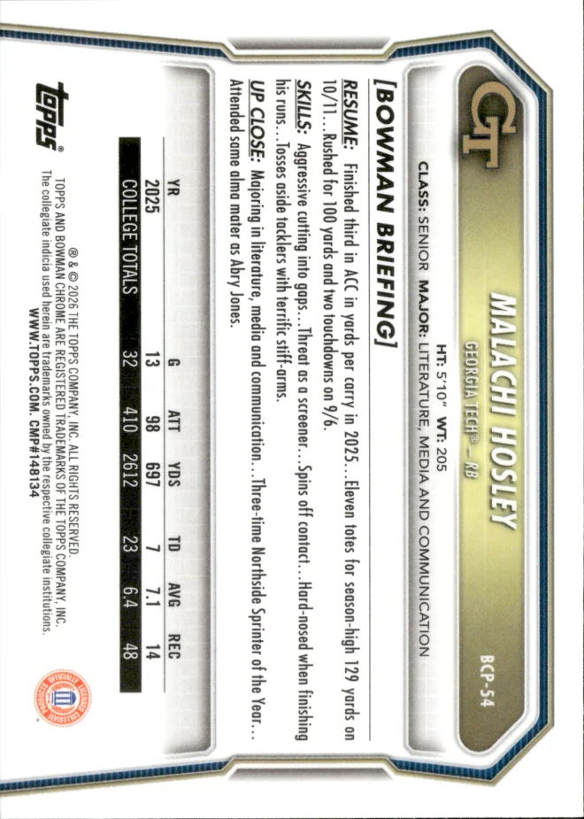Malachi Hosley card back