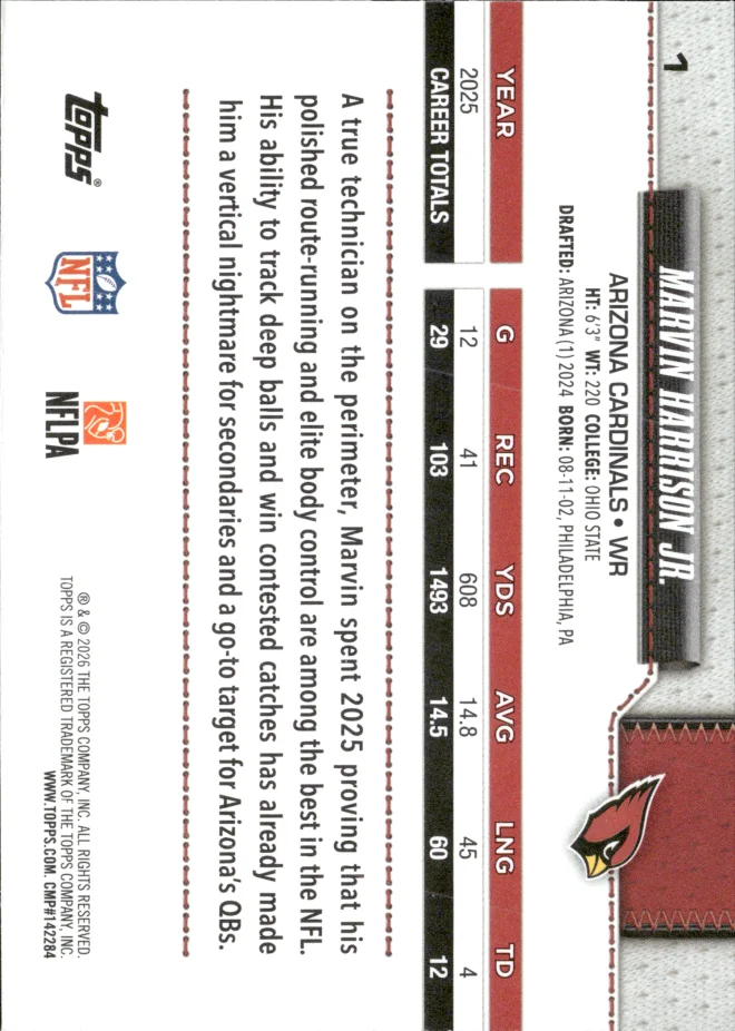 Marvin Harrison Jr. card back