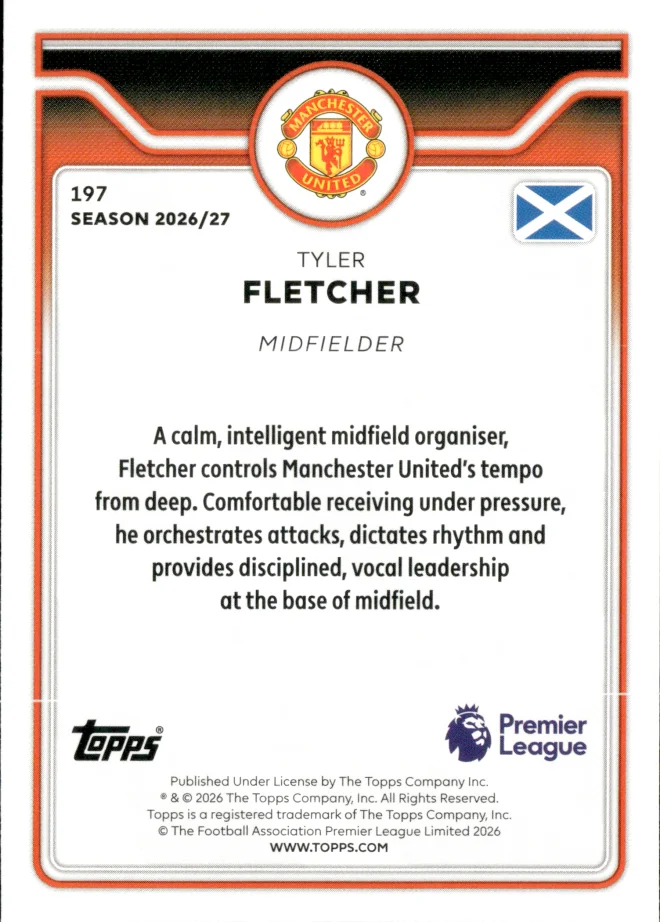 Tyler Fletcher card back