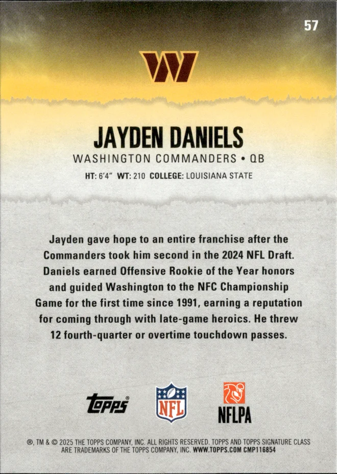 Jayden Daniels card back