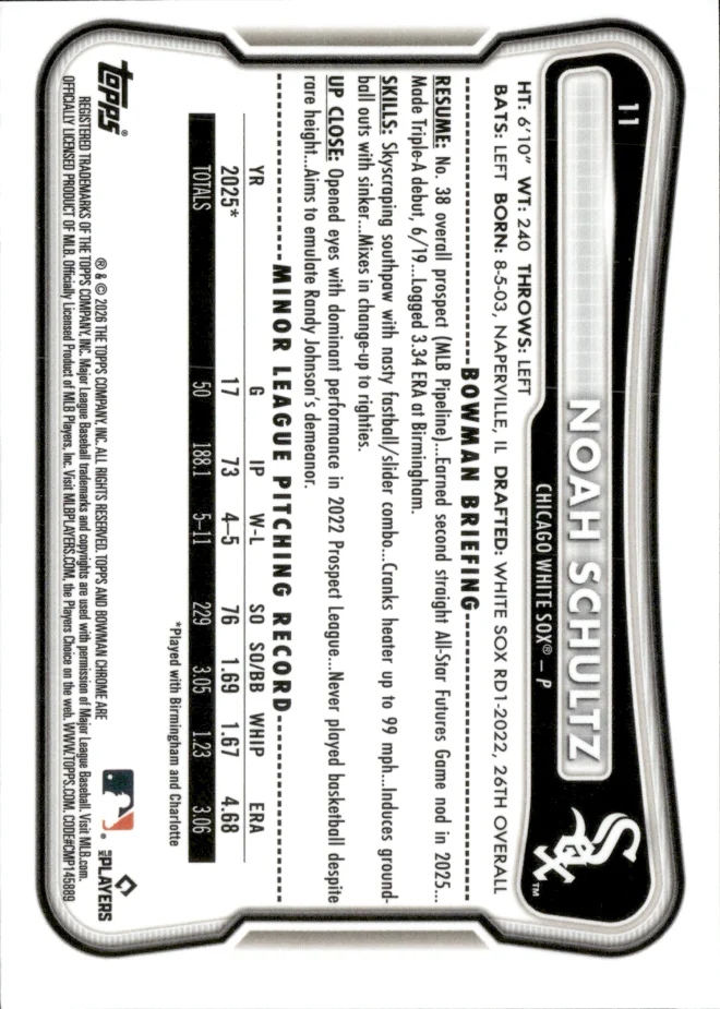 Noah Schultz card back
