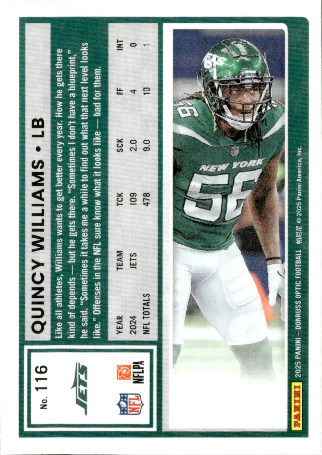 Quincy Williams card back
