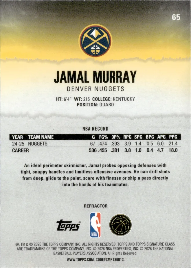Jamal Murray card back
