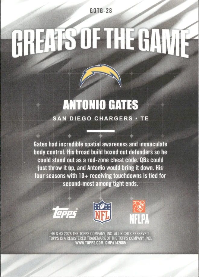 Antonio Gates card back