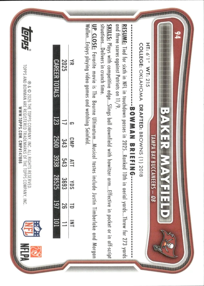 Baker Mayfield card back