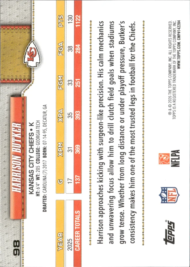 Harrison Butker card back