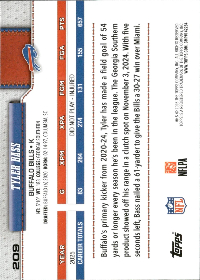 Tyler Bass card back
