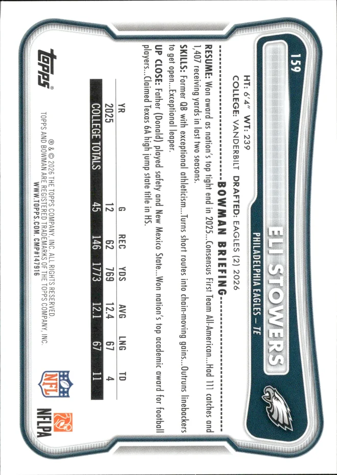 Eli Stowers card back