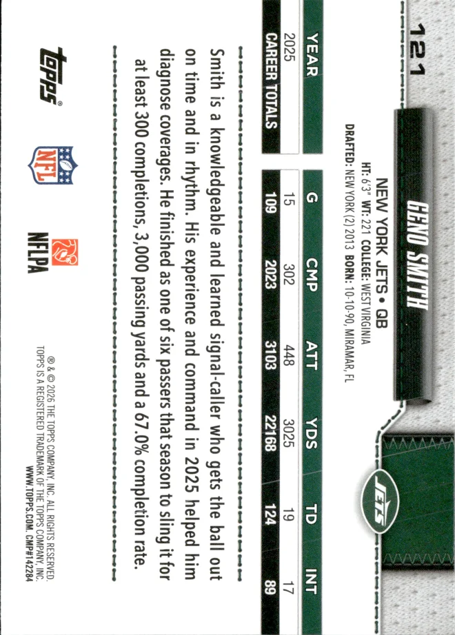 Geno Smith card back