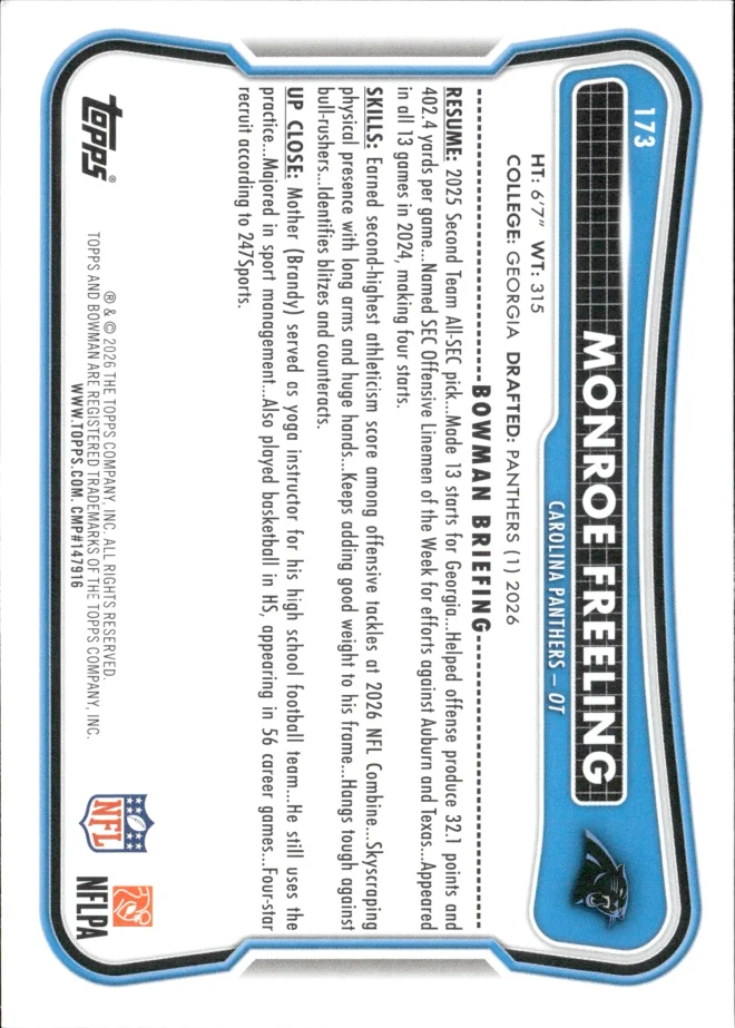 Monroe Freeling card back