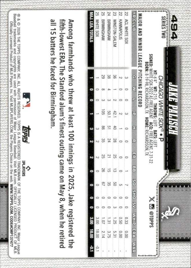 Jake Palisch card back