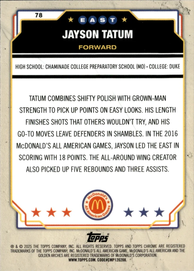 Jayson Tatum card back