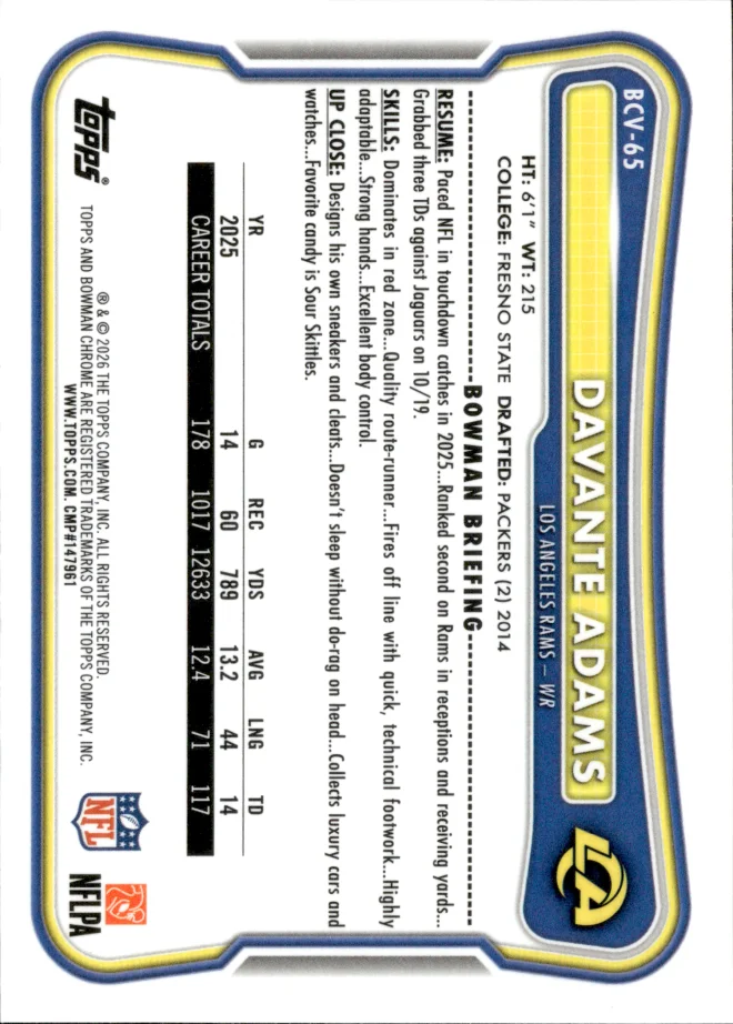 Davante Adams card back