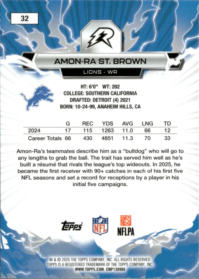 Amon-Ra St. Brown card back