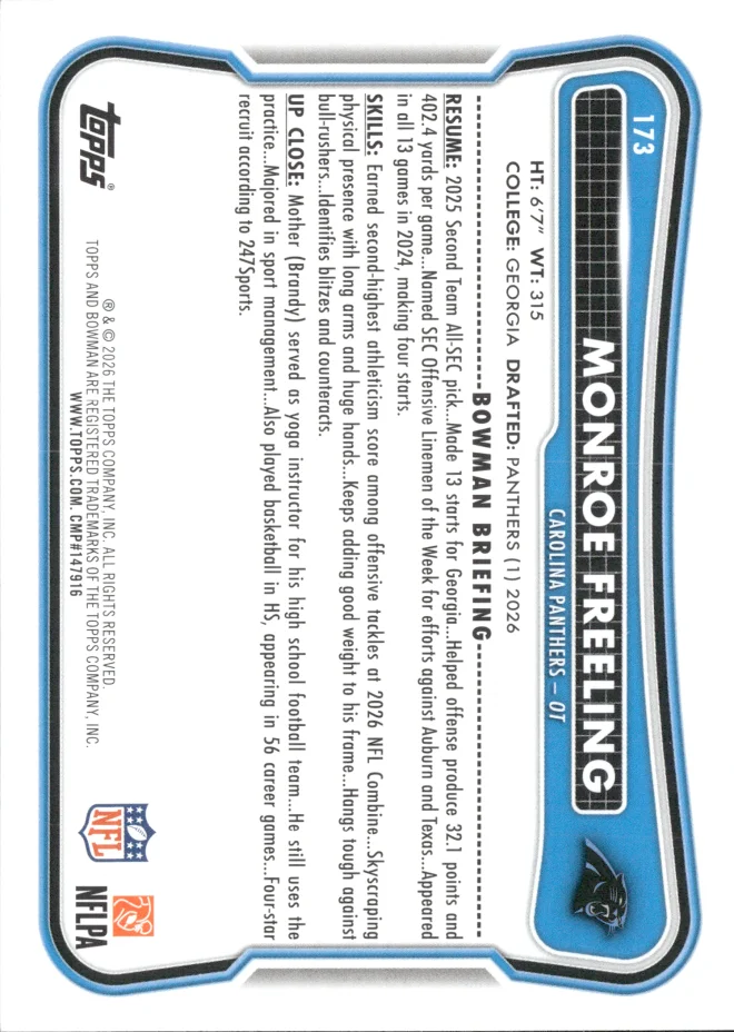 Monroe Freeling card back
