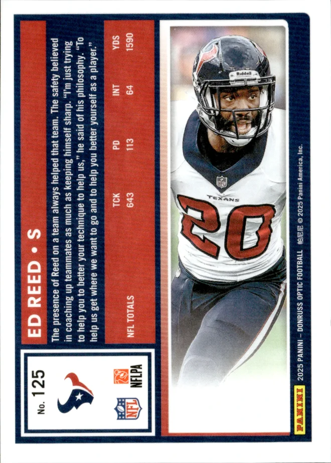 Ed Reed card back