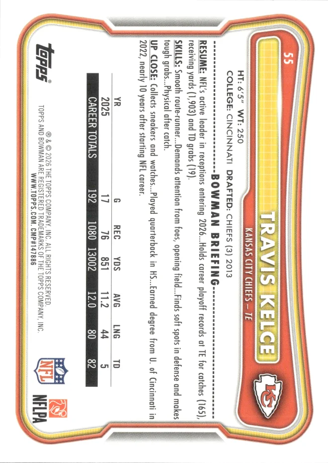 Travis Kelce card back