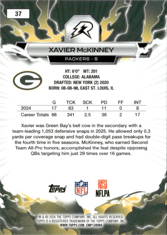 Xavier McKinney card back