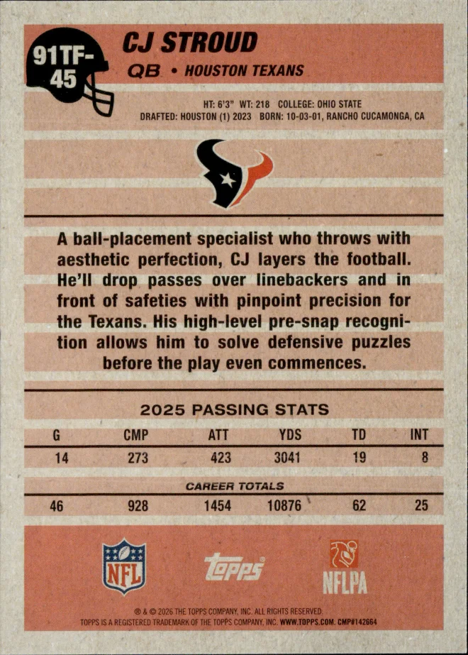 CJ Stroud card back