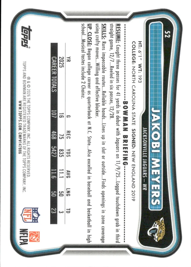 Jakobi Meyers card back
