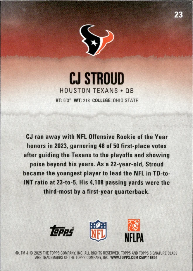 CJ Stroud card back