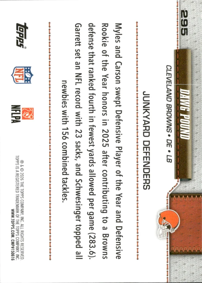 Myles Garrett / Carson Schwesinger card back