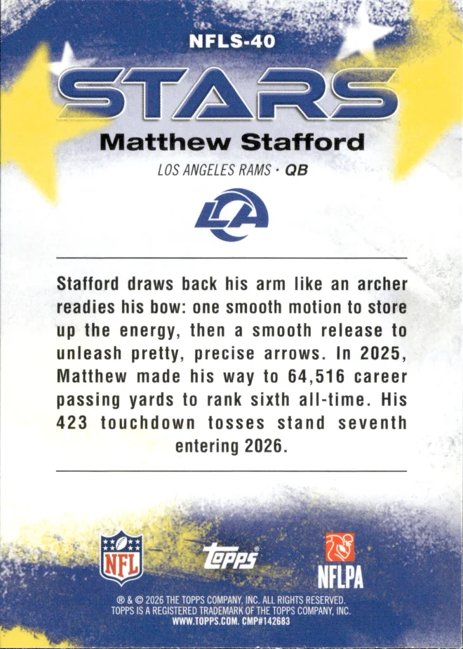 Matthew Stafford card back